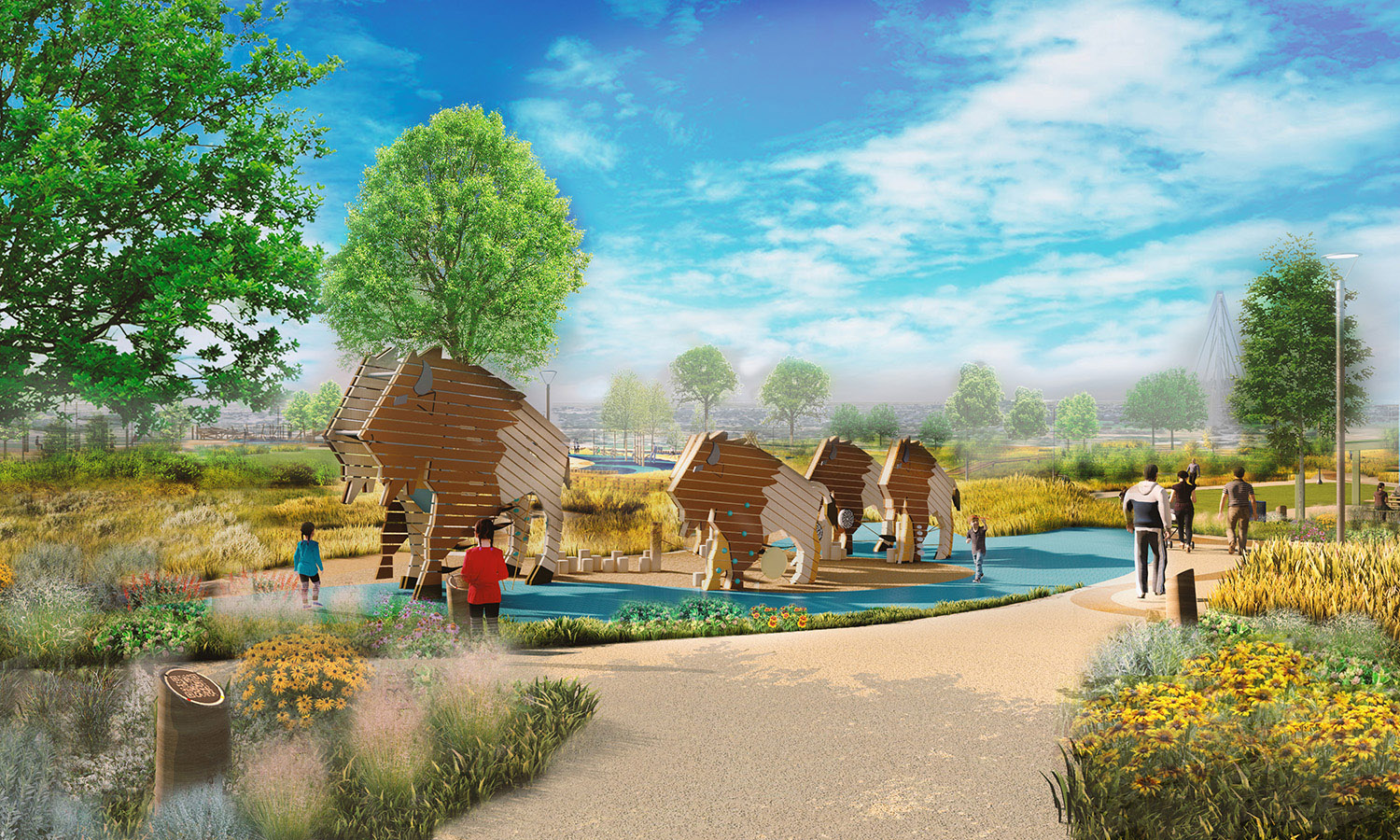 Rendering of the Buffalo play area at Gold Strike Park
