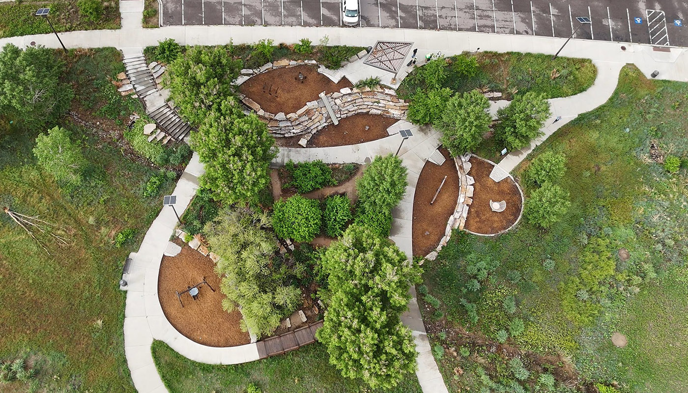 aerial view of park