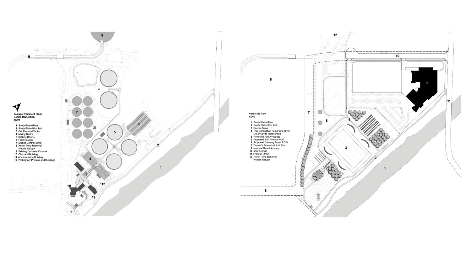 A simple digital diagram shows a plan view of the proposed site as a before and after.