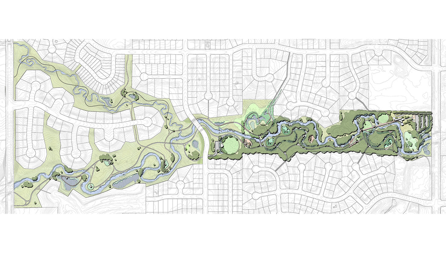 Illustrative master plan of the Woodland Reserve creek corridor improvements.