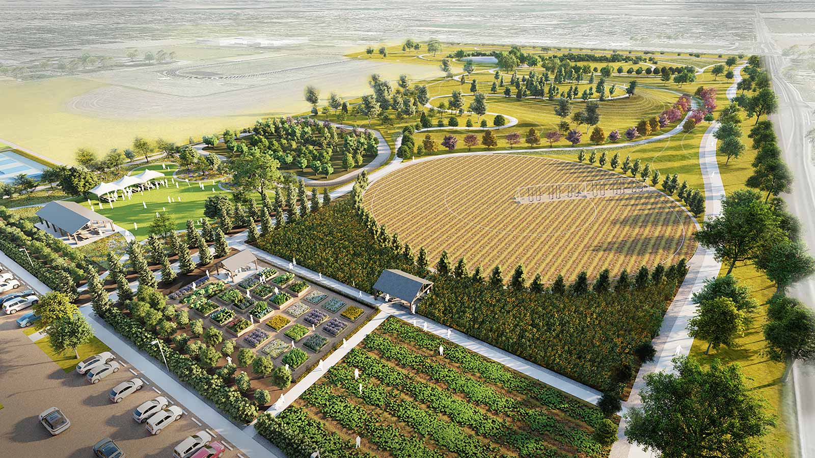 birdseye rendering of the Berthoud Arboretum