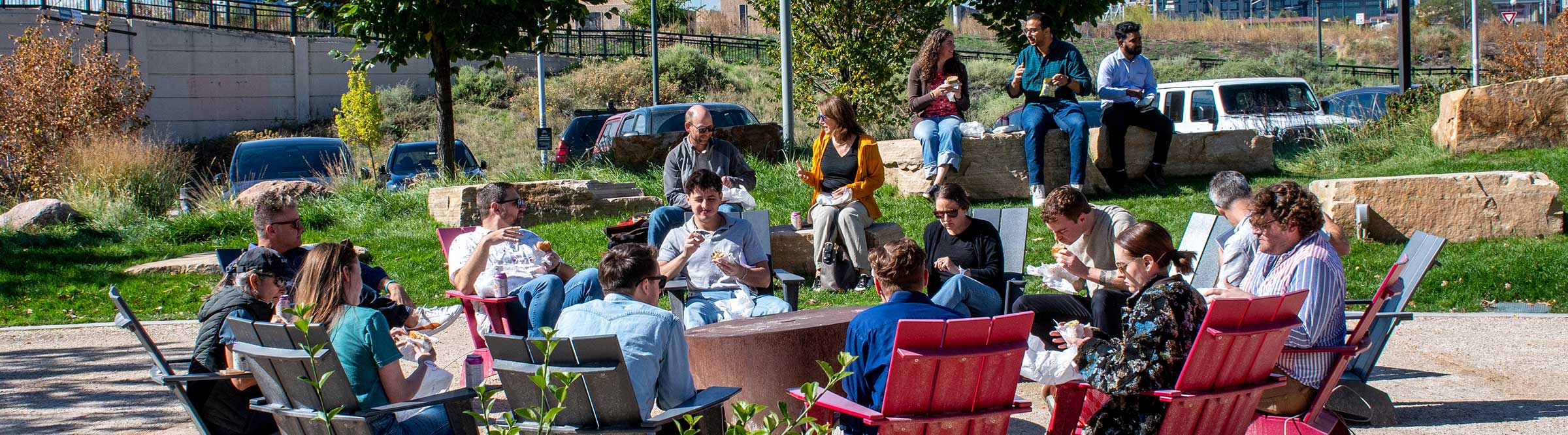 Wenk staff picnic at the REI amphitheater designed by the firm.